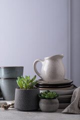 Craft ceramic plates, bowls and cups