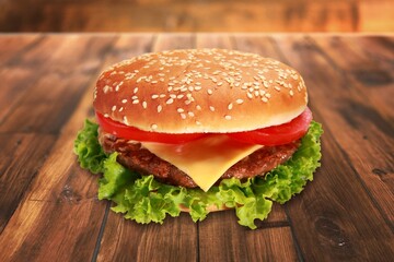 Delicious juicy fresh burger sandwich
