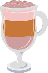 Latte illustration, coffee drink of Italian origin made with espresso and steamed milk