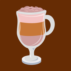 Latte illustration, coffee drink of Italian origin made with espresso and steamed milk