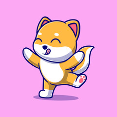 cute happy dog cartoon vector icon illustration. animal nature icon concept isolated premium vector. flat design 