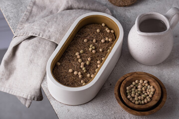 Container and seeds for growing microgreens