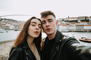 Generative AI, a couple taking selfie