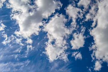 Photography on theme white cloudy sky in unclear long horizon