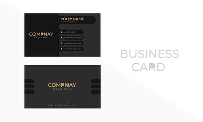 Black business card layout.