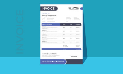 Simple minimal blur invoice design template.