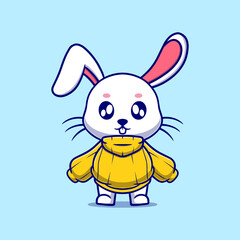 cute bunny cartoon vector icon illustration. animal nature icon concept isolated premium vector. flat design 