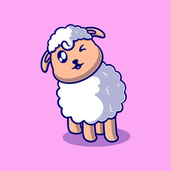 cute sheep cartoon vector icon illustration. animal nature icon concept isolated premium vector. flat design 