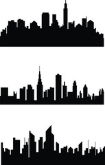 Obraz premium Modern city scape silhouette vector collection. Urban cityscape silhouettes vector illustration