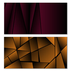 Abstract polygonal pattern. Set of two dark gradient polygonal backgrounds. Background design, cover, postcard, banner, wallpaper