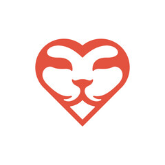 Animal lion face with love unique modern logo