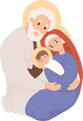 Merry Christmas. Virgin Mary and Joseph and baby Jesus Christ
