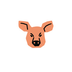 Pig head illustration in minimalist cutting style isolated on white