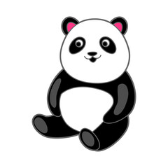 Kawaii cute illustration of little panda. Funny animal character in cartoon style.