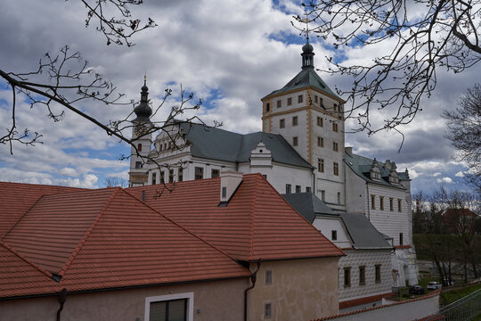 Pardubice, Czech Republic - March 25, 2023 - the view of Pardubice Castle one spring afternoon