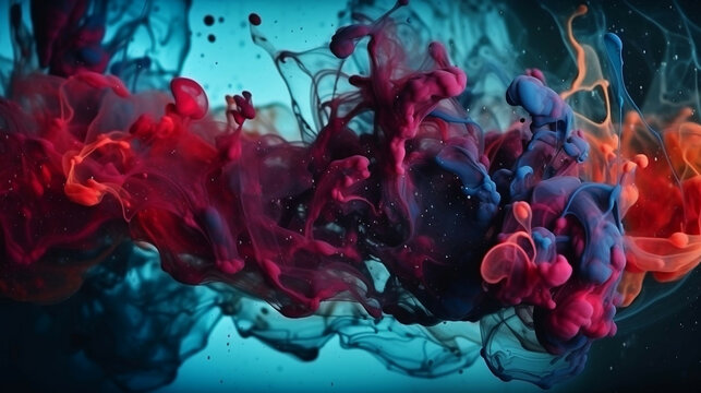 ink in water liquid splash cloud background new quality art colorful joyful stock image illustration design generative ai