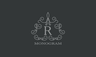 Initial letter R vector logo design for monogram, business, greeting card, sign.