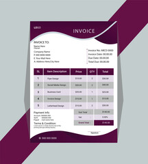 Creative and Unique abstract style business invoice template. Quotation Invoice Layout Template