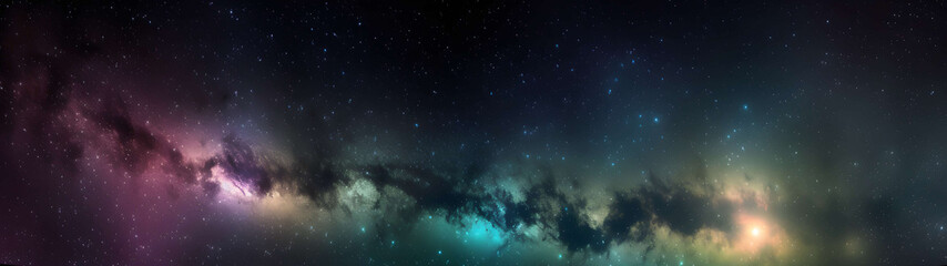 Naklejka premium 32:9 Aspect Ratio, Window into space, Stars and Galleys