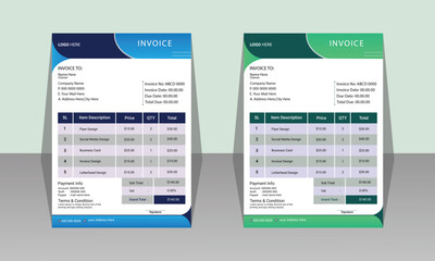 Creative and Unique abstract style business invoice template. Quotation Invoice Layout Template