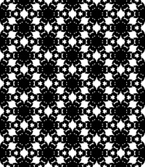 Black and white seamless pattern texture. Greyscale ornamental graphic design. Mosaic ornaments. Pattern template. Vector illustration. EPS10.