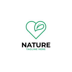 Love leaf logo design vector template illustration idea