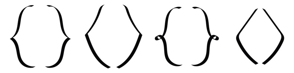 Curly text bracket symbol.Elegant parenthesis. calligraphy figured elements icon. Vector isolated illustration