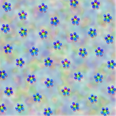 Fototapeta na wymiar eine vielzahl zufällig angeordnete hellblauer und dunkelblauer blumen auf farbigem hintergrund - hd-wallpaper