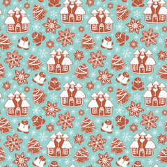 seamless pattern background with christmas gingerbread