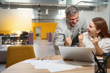 Workers happy for work process in the office