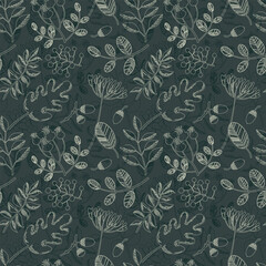 seamless pattern background autumn plants © Maria Vivtash