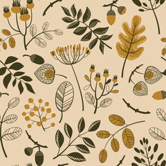 seamless pattern background autumn plants