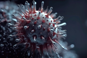 Generative AI illustration of the covid 19 Virus seen from an electron microscope with great realism