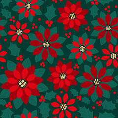 seamless pattern background christmas flowers