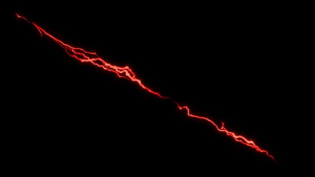 Red Glowing Lightning Thunderbolt Overlay Loop Graphic Element 
