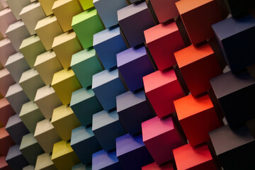 Multicolored cubes. Palette of colors and shades, range of colours
