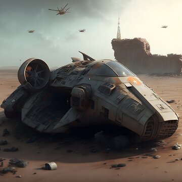 12330382531879744046586654525735254539120767ojpg a vehicle that is sitting in the dirt a detailed matte painting by Gilles Beloeil space art destroyed ship chasm 