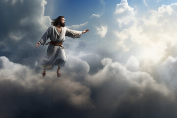 Fototapeta na wymiar Jesus Christ ascending to heaven - Generative Ai