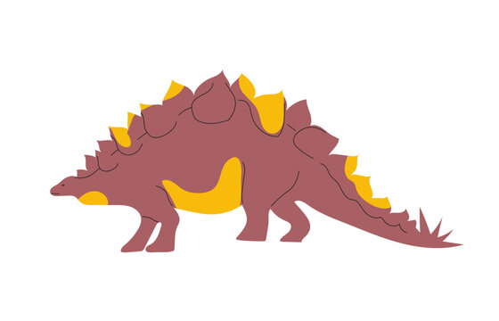 Stegosaurus vector illustration isolated on white background. Dinosaurs of the Jurassic period.