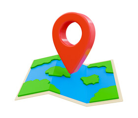 3d minimal marking a position. trip destination. map with location pin icon. 3d illustration.