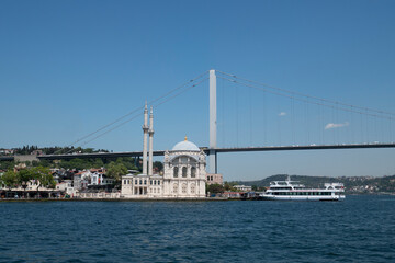 Ortakoy mosque near of Bosphorus bridge, Istanbul, Turkey
