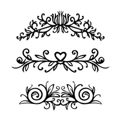 Hand drawn curve decor, ornate border set