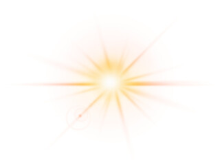 Radiant golden light burst isolated with transparency