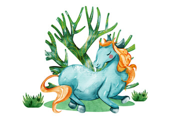 Obraz premium Cute Horse Watercolor, Farm animals Nursery Decor, Cute Farm illustration, Watercolor Farm illustration, Farm Animals, Children Books, Greeting Cards, Clipart For Kids.