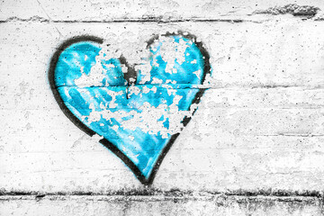 Painted light blue abstract heart