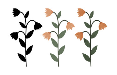 Colorful floral collection. Set flowers flat design.