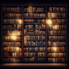  books are on the bookshelf. A big library. Home library. Bookshelf. Generative AI