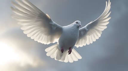 Fototapeta na wymiar a white dove flying, high quality, 8K