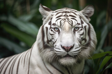 Fototapeta na wymiar strong white tiger looking at camera.