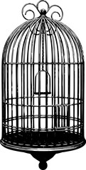 bird cage silhouette vintage type silhouette logo icon